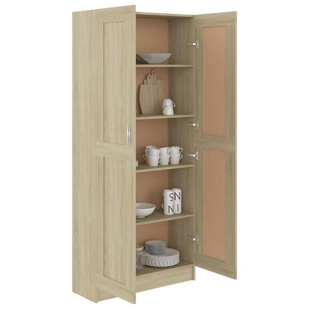 BÜCHESCHRANK mit 5 Fächern, 2 Türen 82,5/30,5/185,5 cm aus Holzwerkstoff Sonoma-Eiche Dekor - Sonoma Eiche, Holz (82.5/185.5/30.5cm) - vidaXL