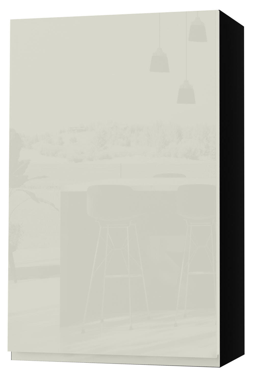 HÄNGESCHRANK Florence W4/60/1 Schwarz / RAL 1013 perlweiß HG 60 / 32,5 / 96cm - Türanschlag rechts - Weiß Hochglanz/Schwarz, Holz/Holzwerkstoff (60/96/32.5cm) - Feldmann-Wohnen