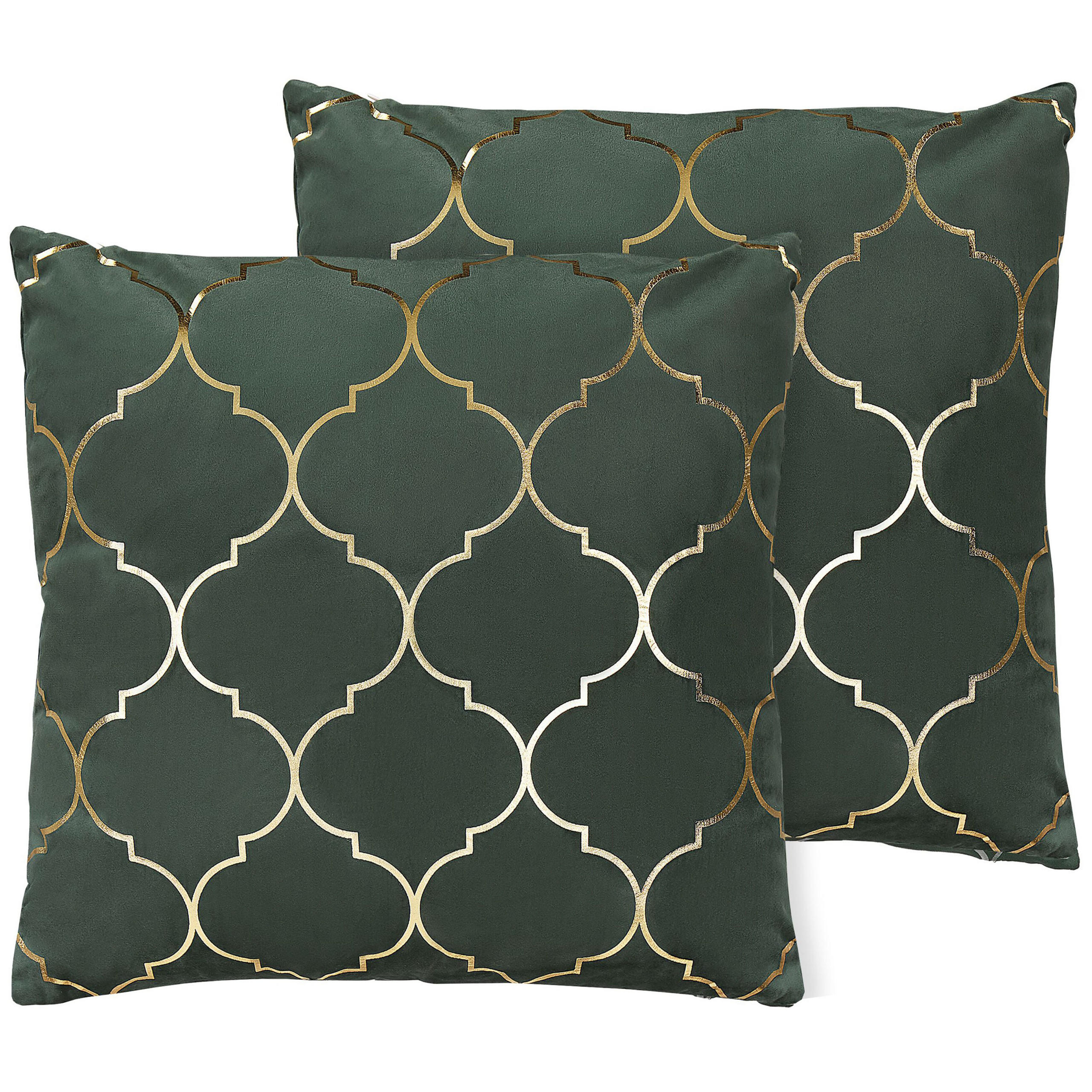 DEKOKISSEN 2er-Set Dunkelgrün 45/45 cm Alyssum - Dunkelgrün, Textil (45/45cm) - Beliani