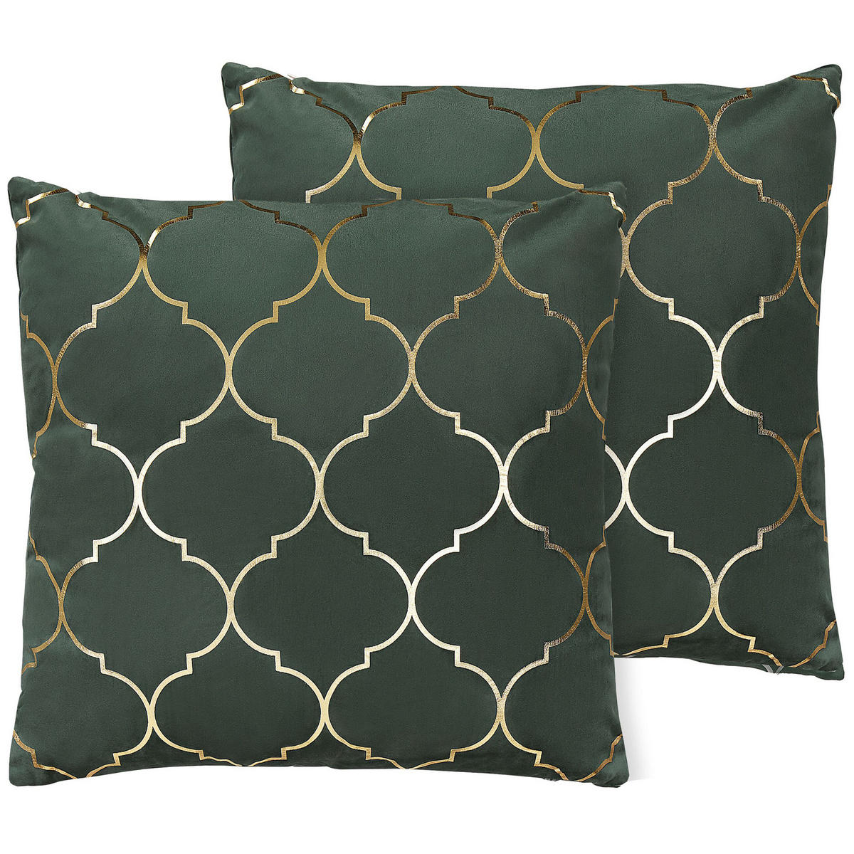 DEKOKISSEN 2er-Set Dunkelgrün 45/45 cm Alyssum - Dunkelgrün, Textil (45/45cm) - Beliani