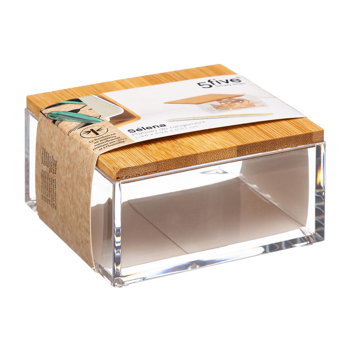 KOSMETIK-AUFBEWAHRUNGSBOX Selena Square mit Bambusdeckel, Kunststoff, 9.6 x 9.6 cm - Multicolor, Kunststoff (9.6/5.35/9.6cm) - 5five Simply Smart