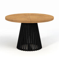 ESSTISCH runder ausziehbarer Tisch für Esszimmer DOVER 90 / 190 cm, Farbe: Eiche Lancelot / Schwarz - Hellbraun/Schwarz, Holz (190/90/77cm) - Dekori_Interiors