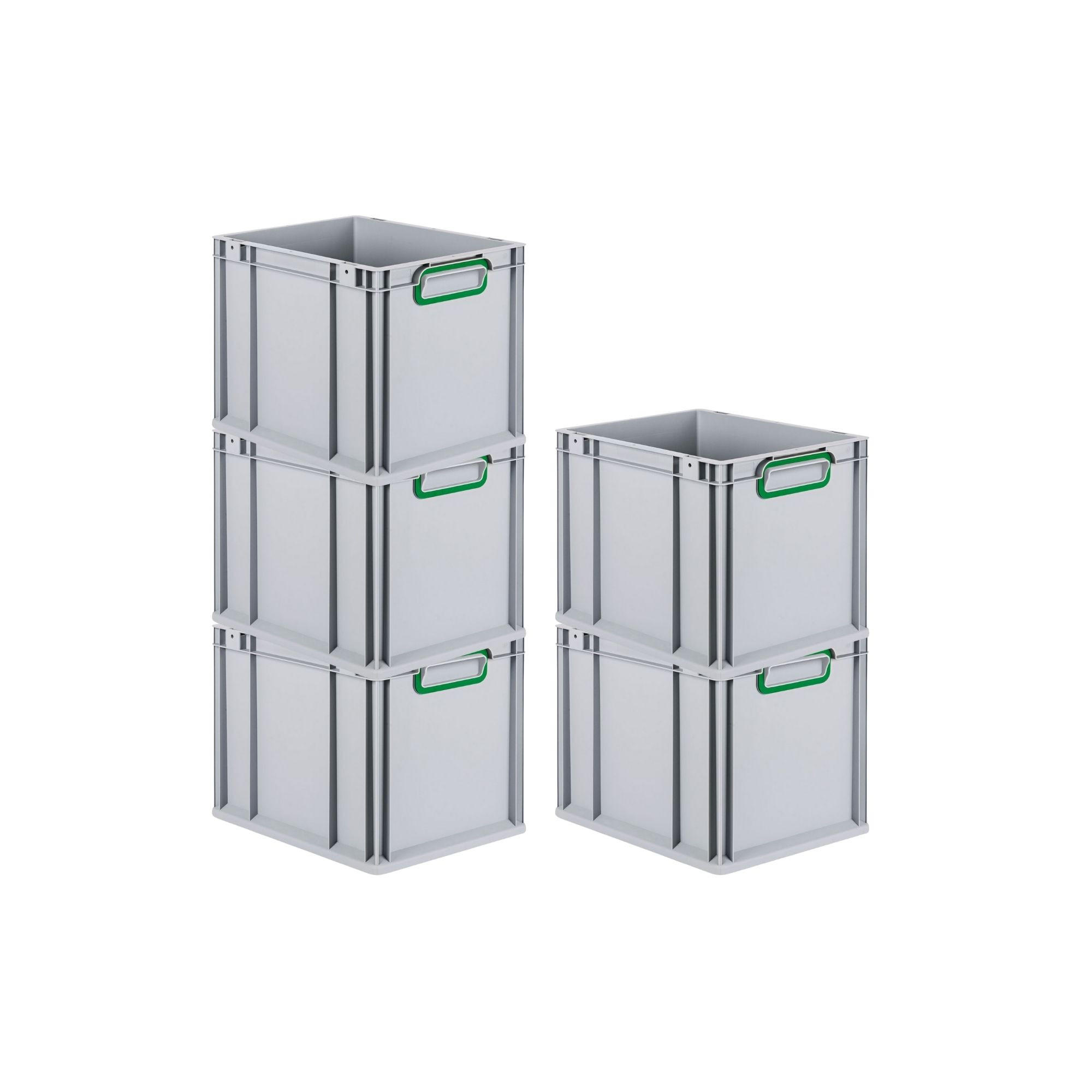 EUROBOX 5x Nextgen Color 32x30x40cm 30 Liter Griffe Grün Geschlossen - Grün, Kunststoff (30/32/40cm) - PROREGAL