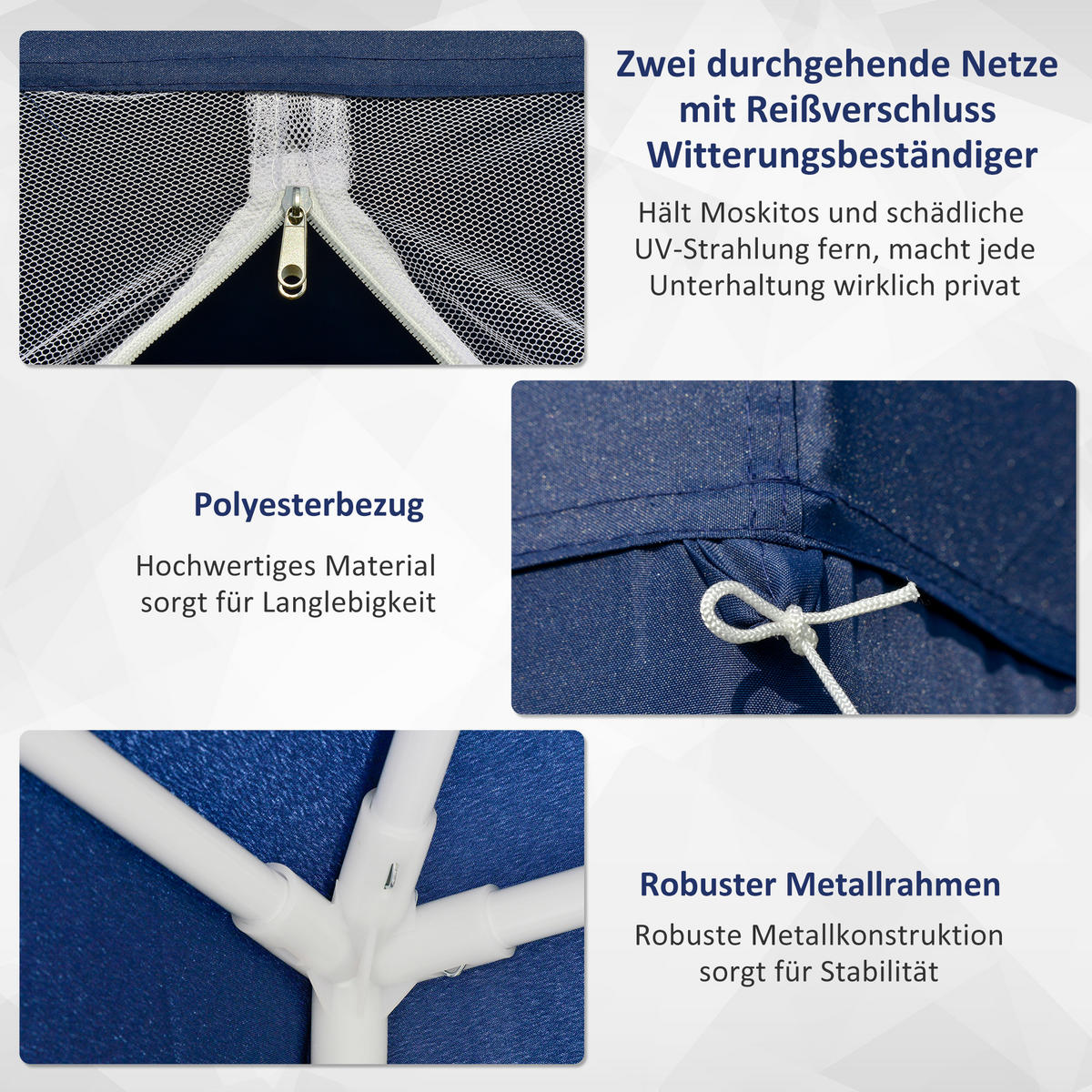 GARTENPAVILLON Metall + Polyester Blau - Blau, Kunststoff/Metall (300/245/300cm) - Outsunny