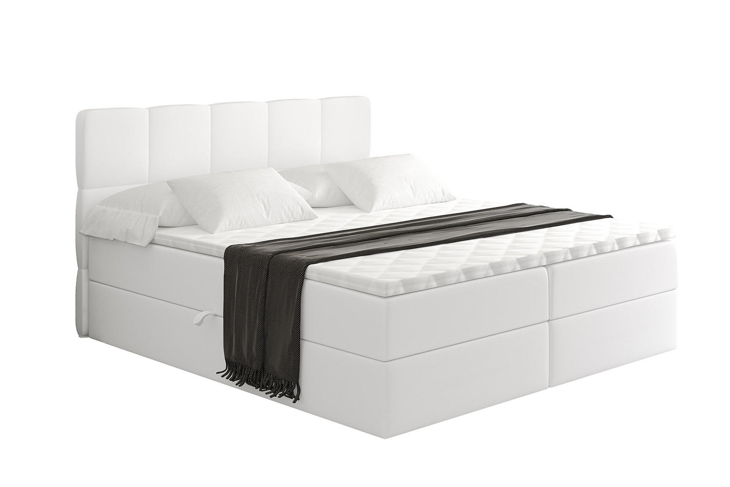 BOXBETT mit Matratze H3 und Lattenrost - LIRO - 120x200 - Weiß Kunstleder - Weiß, Holzwerkstoff/Kunststoff (120/200cm) - ALTDECOR