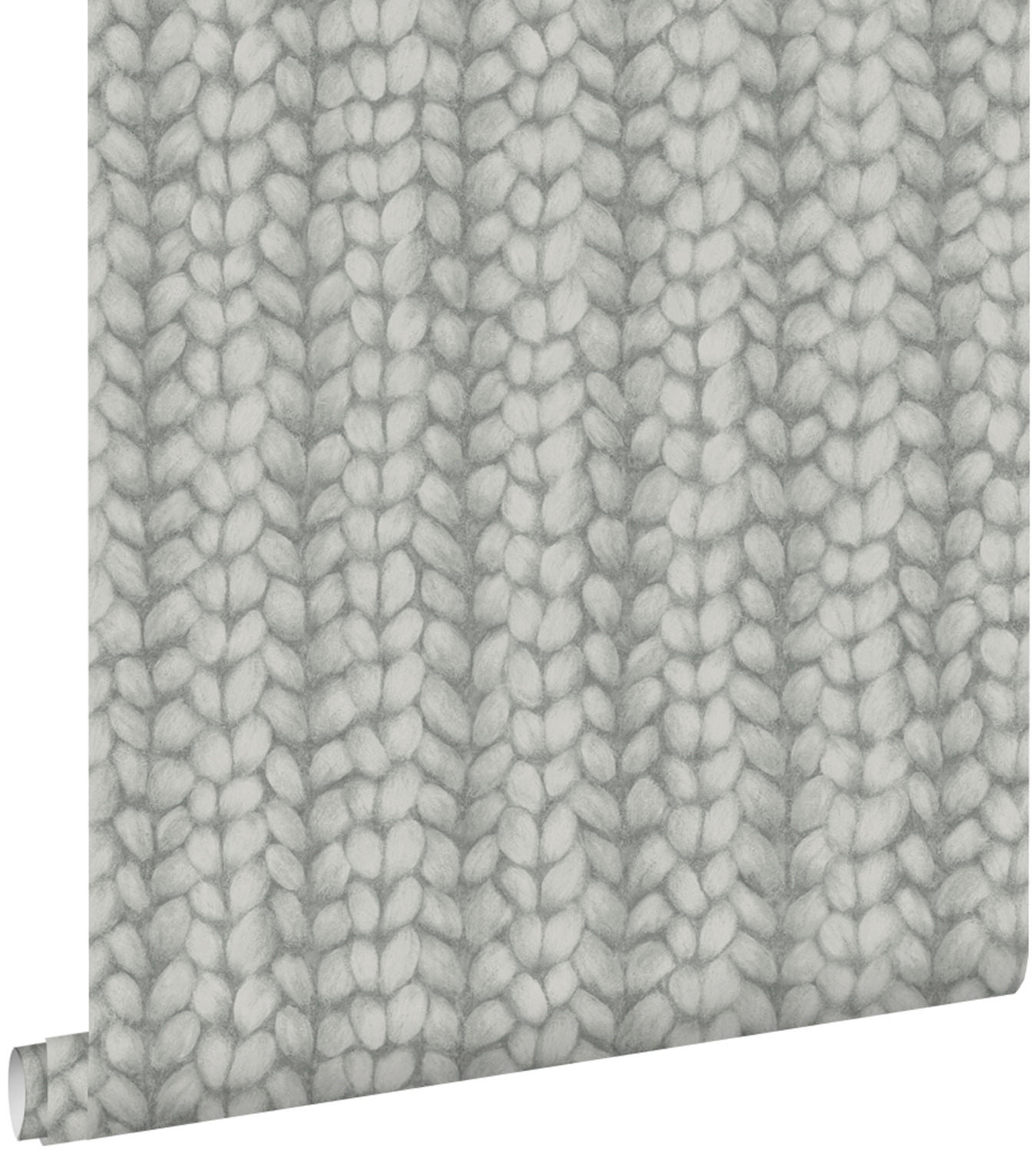TAPETE grob gestricktes Muster 53 cm x 10.05 m - Grau, Papier (53/1000cm) - ESTAhome
