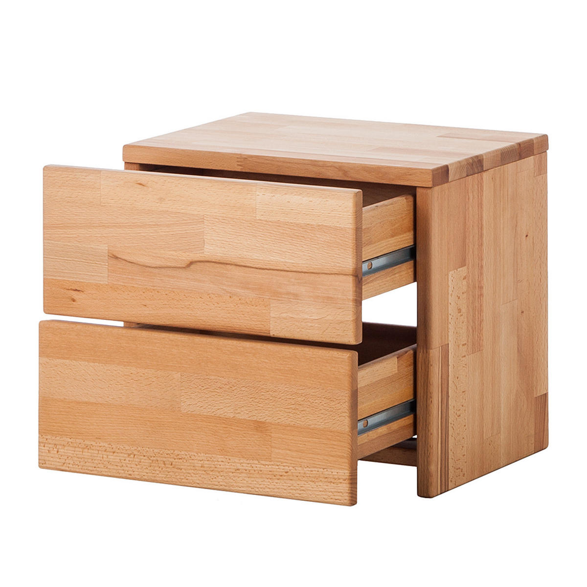 NACHTKOMMODE - Kernbuche massiv - geölt - Naturfarben, Holz (40/37/33cm) - home24