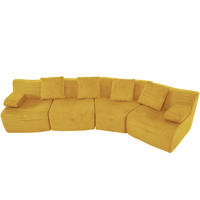 4-SITZER-SOFA modular Cord Kompression, DE-42936, Yellow - Gelb, Textil (311/65/90cm) - ComfortXL