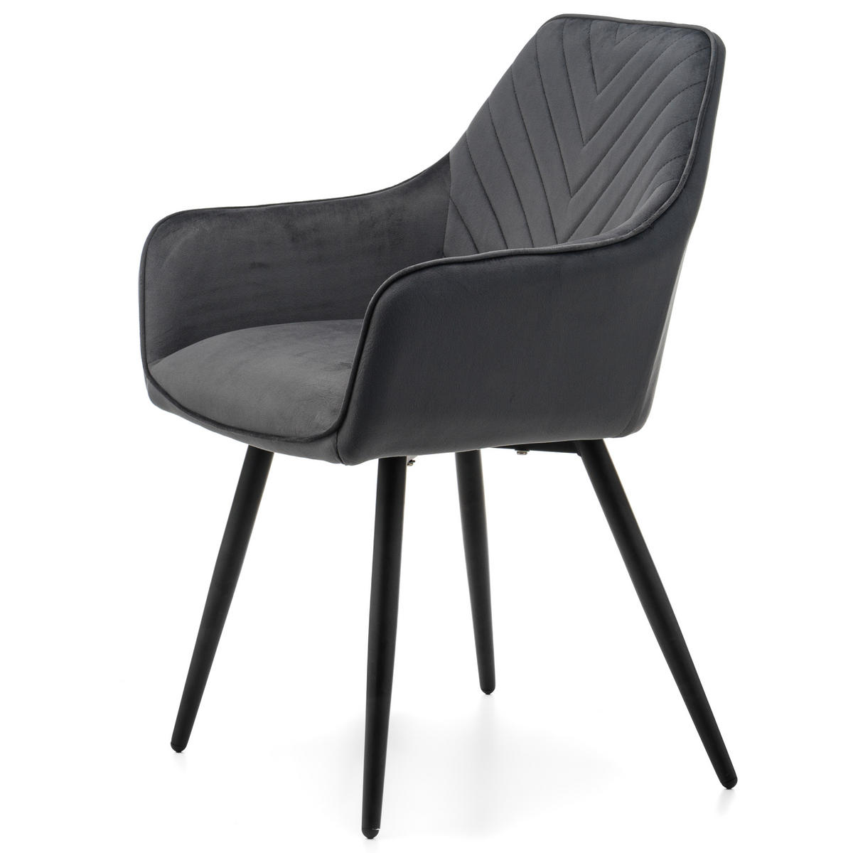 STUHL VASTO gepolstert mit Steppung - grau - Samt Velours - Schwarz/Grau, Textil/Metall (58/87/60cm) - NEW HOME