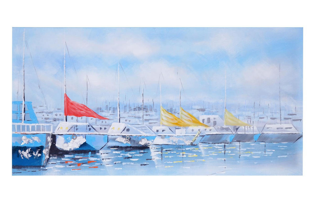 ÖLGEMÄLDE BOOTE HANDGEMALT Mehrfarbig - Multicolor, Textil (140/70cm) - MCW