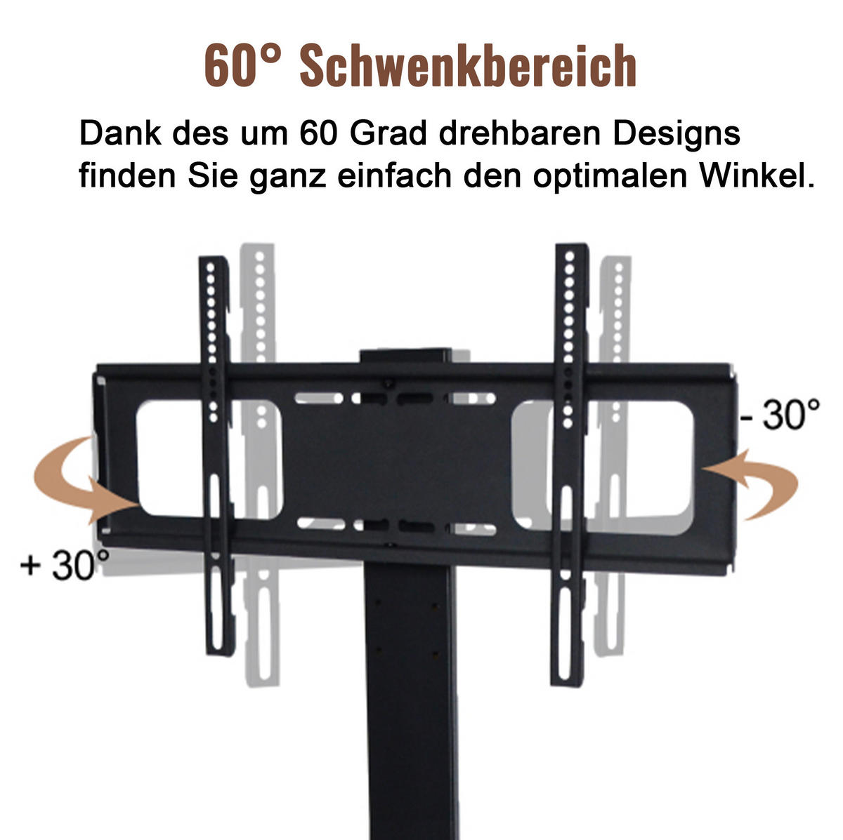 LOWBOARD 116/42/125 cm aus MDF und Metall mit höhenverstellbarem, schwenkbarem TV-Ständer Braun - Braun, Holzwerkstoff (116/125/42cm) - Modenvie