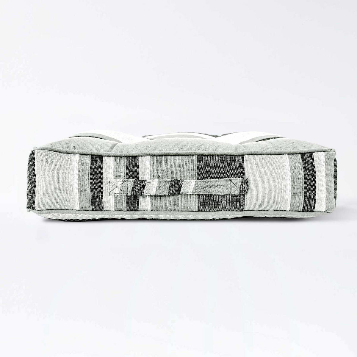 SITZKISSEN Morocco grau-weiß gestreift 40/40/8 cm - Hellgrau, Textil (40/40/8cm) - Homescapes