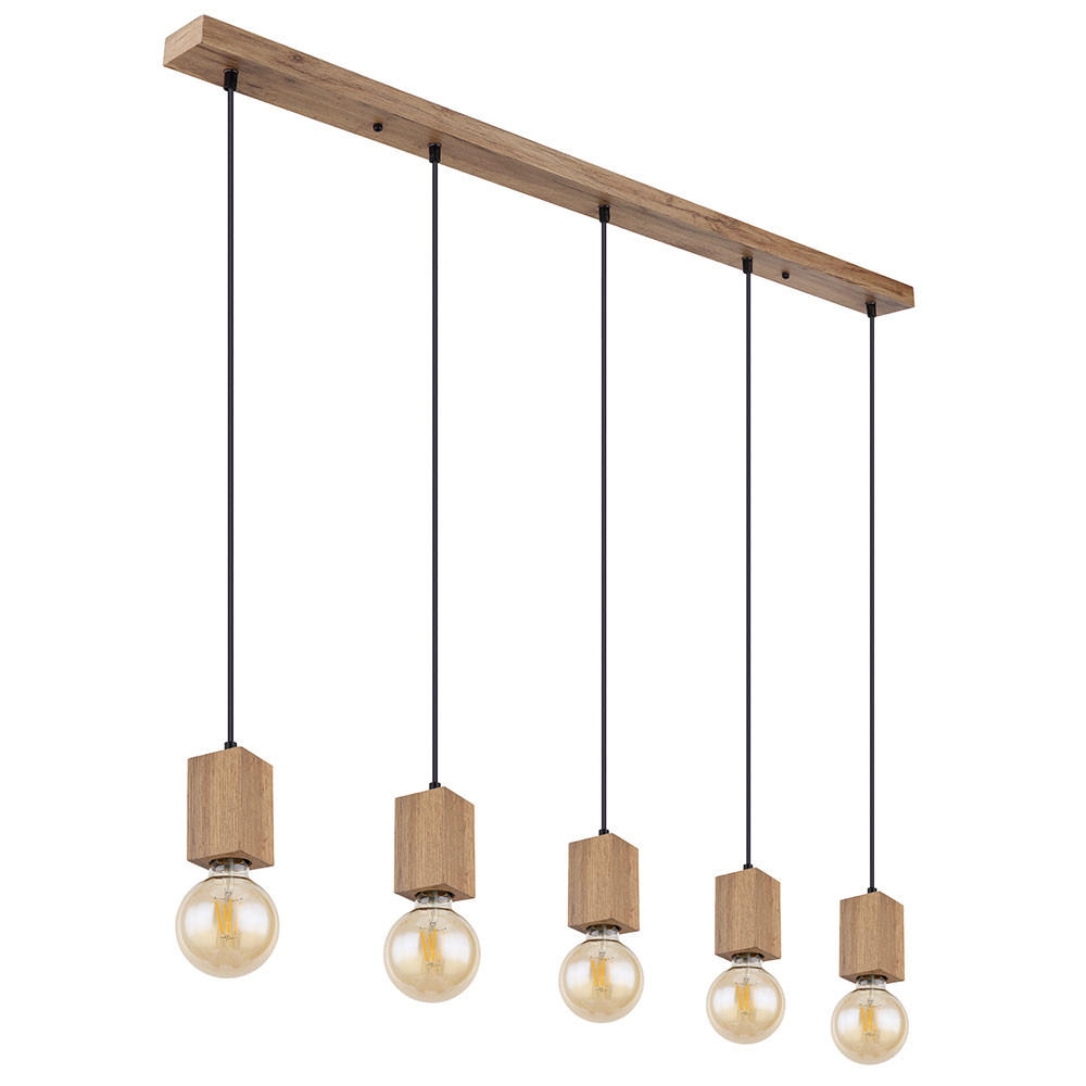 HÄNGELEUCHTE 5 Flammig Holzoptik Braun - Braun, Metall (115/6/120cm) - Globo Lighting