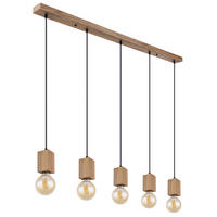 HÄNGELEUCHTE 5 Flammig Holzoptik Braun - Braun, Metall (115/6/120cm) - Globo Lighting