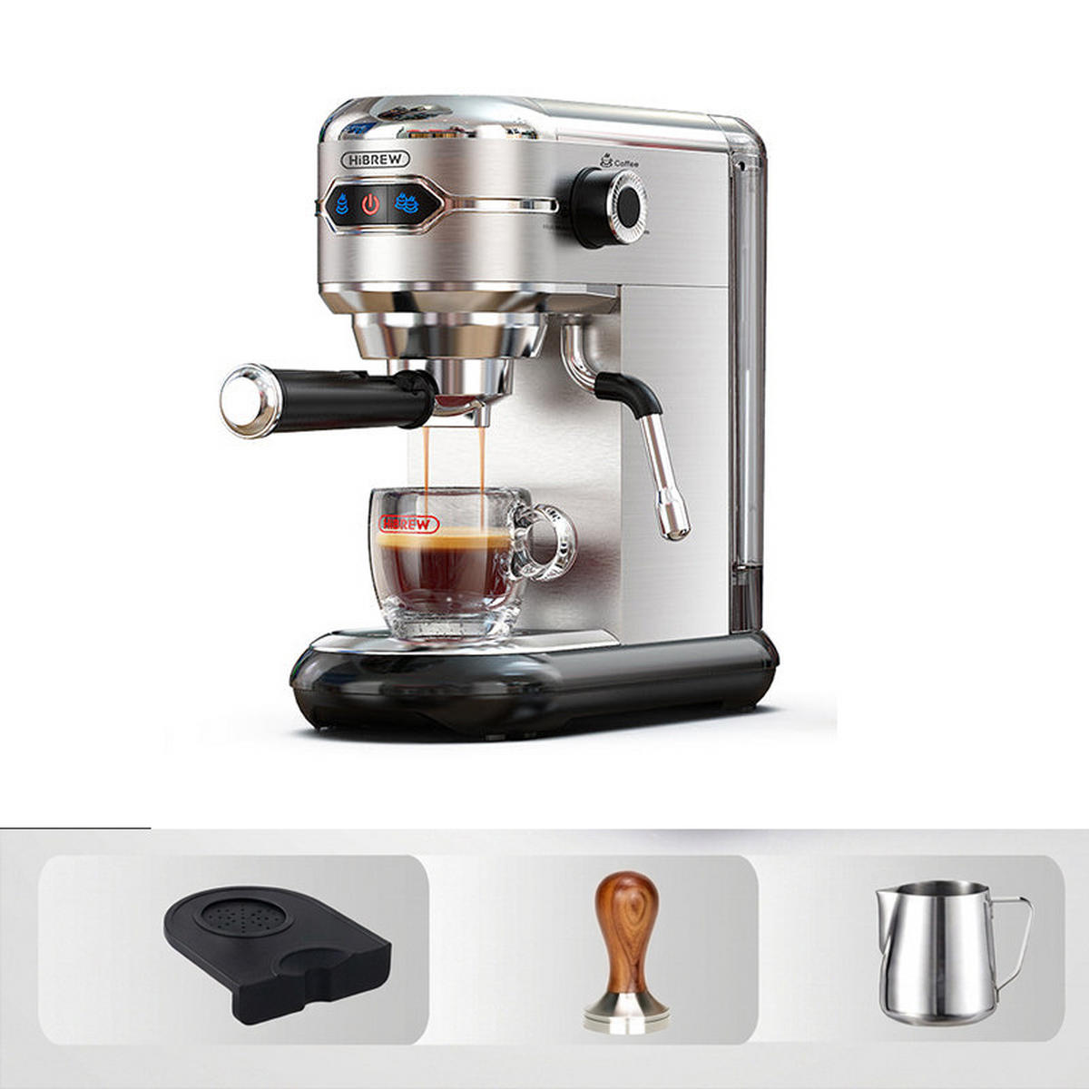 ESPRESSOMASCHINE 20 Bar Siebträger mit Edelstahlgehäuse, Espresso und Cappuccino Funktion - Silberfarben, Metall (12/28.5/29cm) - Korfee