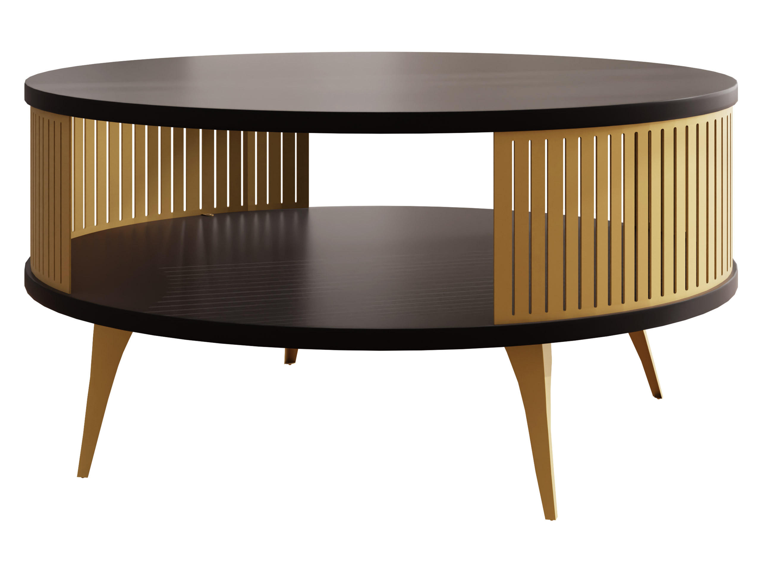 COUCHTISCH Roenni Gold - Goldfarben/Schwarz, Holzwerkstoff/Metall (75/75/30cm) - MIRJAN24