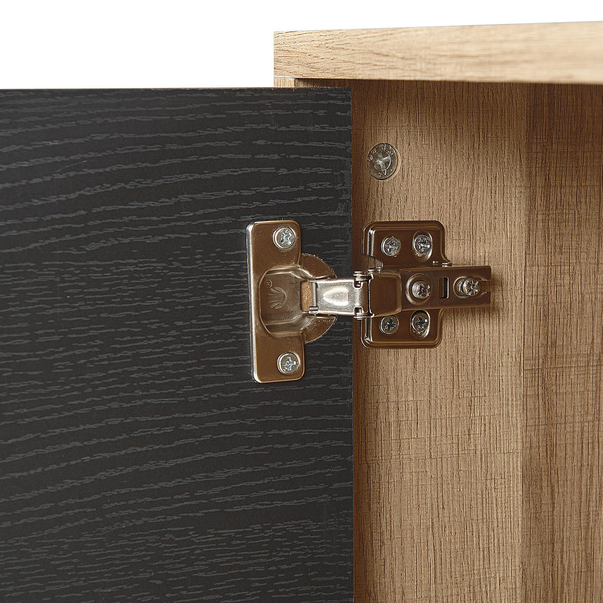 TV STOLEK Světle hnědý, Šedý, Černý MOINES 56/140/40 cm - světle hnědá, kompozitní dřevo (140/56/40cm) - Beliani