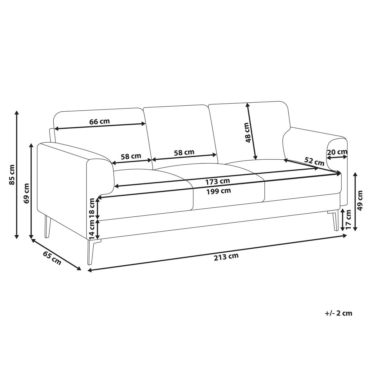 3-SITZER-SOFA Stoff Braun Lousto - Schwarz/Braun, Textil (213/85/65cm) - Beliani