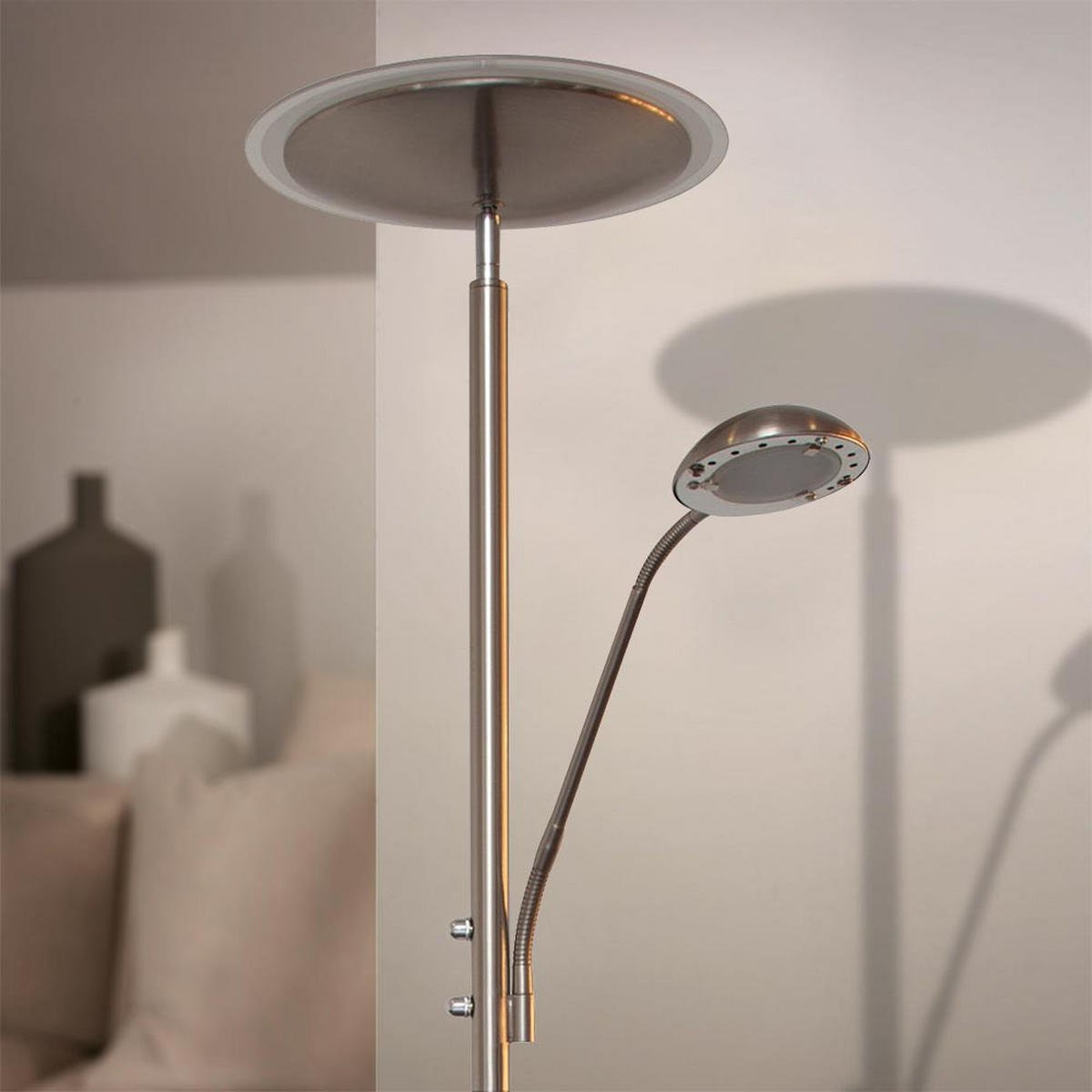 LED STEHLEUCHTE Metall Silber satiniert - Silberfarben, Glas (30/50/180cm)