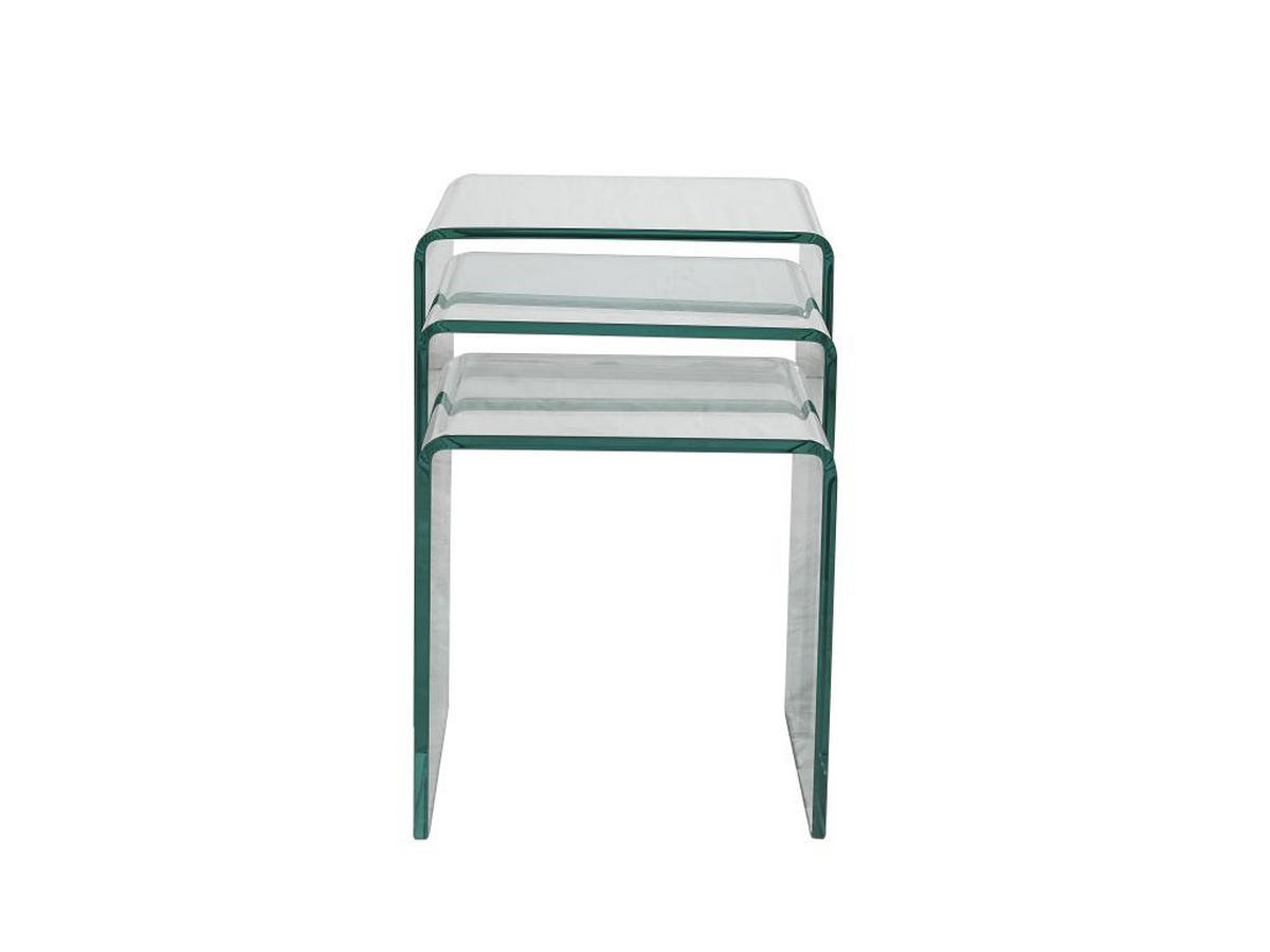 BEISTELLTISCH 3er-Set - gebogenes Glas - MINKA - Transparent, Glas (42/42/42cm) - Vente-Unique