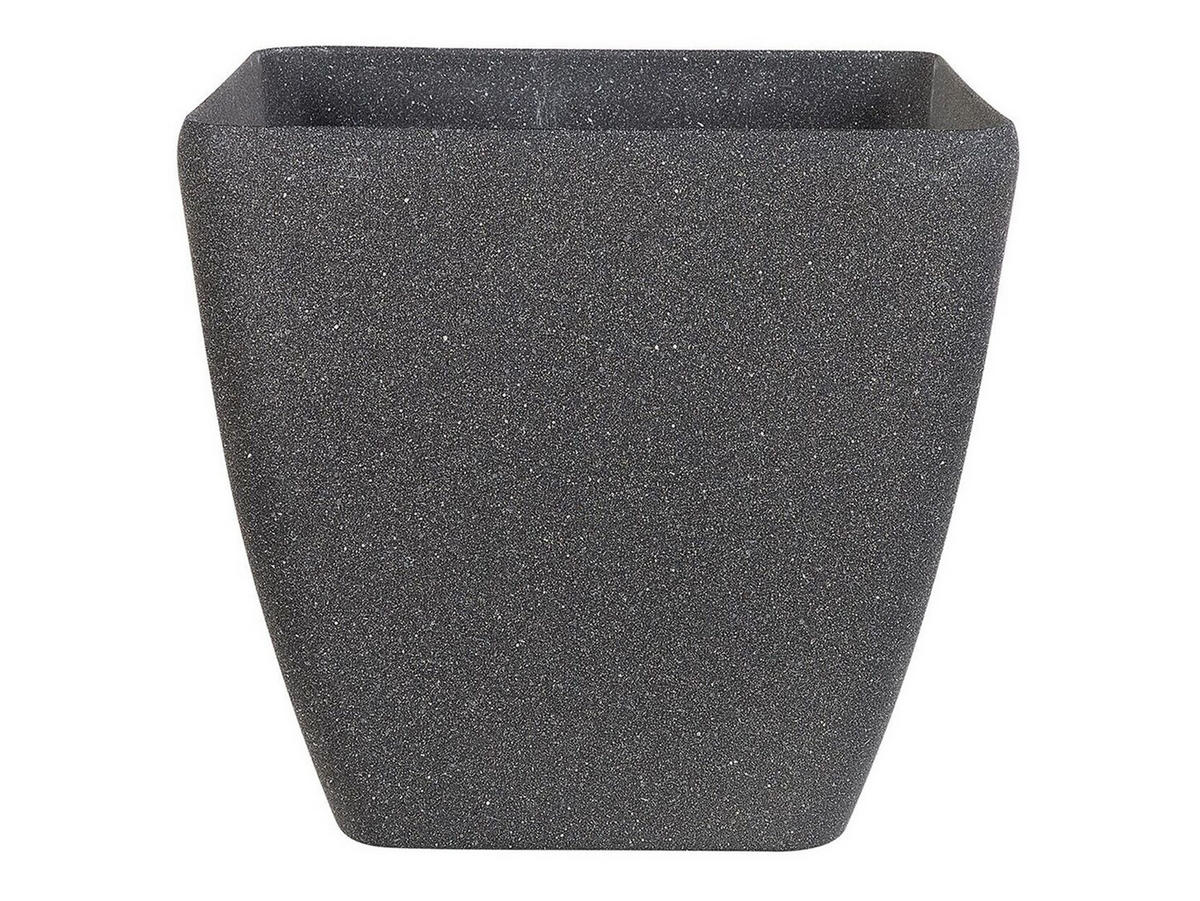 BLUMENTOPF 2er-Set dunkelgrau quadratisch 34/34/34 cm Zeli - Dunkelgrau, Stein (34cm) - Beliani