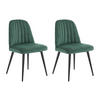STUHL 2er-Set - Samt & schwarzes Metall - Grün - ELEANA - Grün, Textil (52/81/49cm) - Vente-Unique
