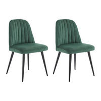 STUHL 2er-Set - Samt & schwarzes Metall - Grün - ELEANA - Grün, Textil (52/81/49cm) - Vente-Unique