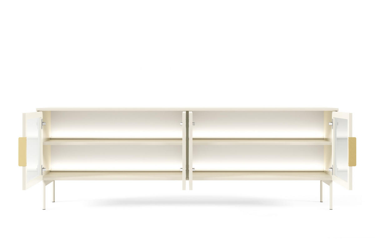 TV-SCHRANK, Kaschmir, 181,3 x 61,6 x 39,3 cm - Beige/Goldfarben, Holzwerkstoff/Metall (181.3/61.6/39.3cm) - 3XE LIVING