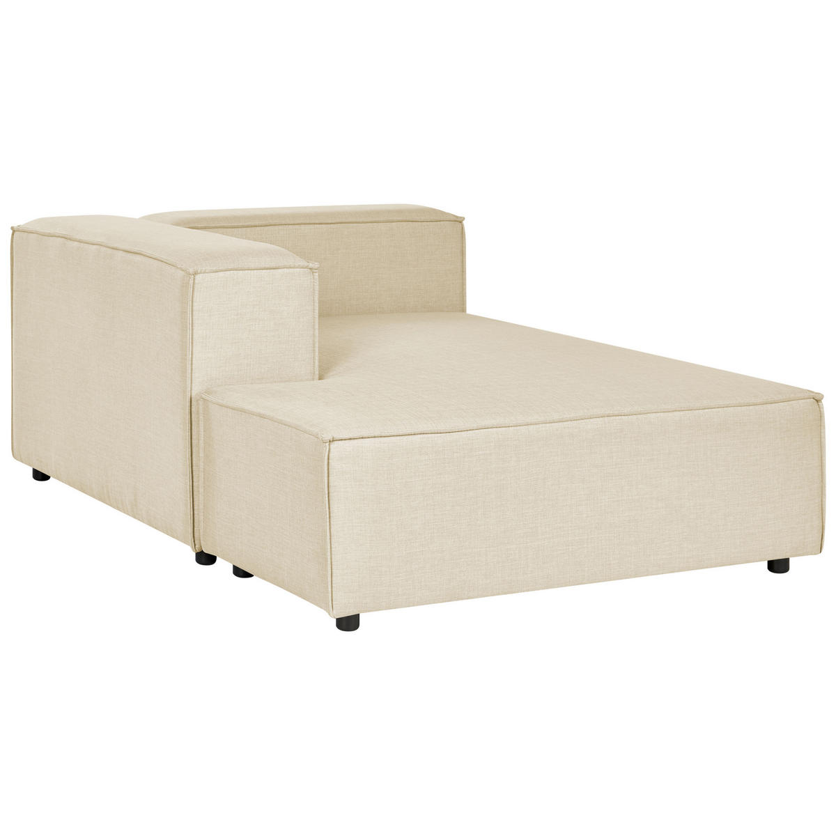 ČALOUNĚNÉ LEHÁTKO CHAISE LONGUE Len béžové pravostranné Aprica - černá/béžová, textil (119/68/180cm) - Beliani