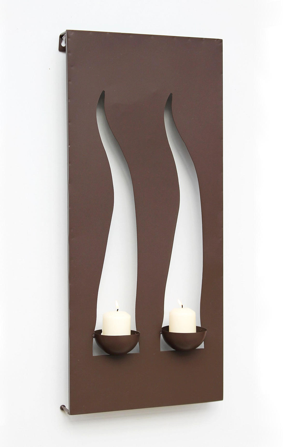 WANDLEUCHTER Flamme für 2 Kerzen aus Metall Braun - Braun, Metall (29/65/10cm) - DanDiBo