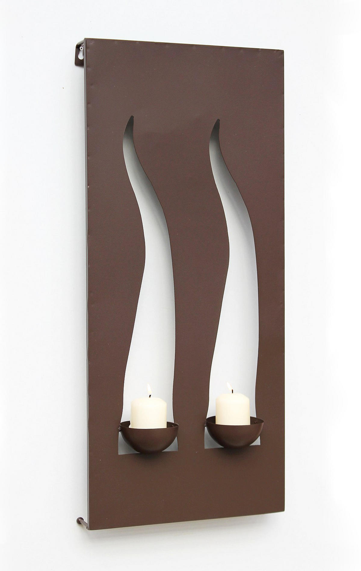 WANDLEUCHTER Flamme für 2 Kerzen aus Metall Braun - Braun, Metall (29/65/10cm) - DanDiBo