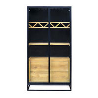 VITRINENSCHRANK aus Holz Bar Wein Schrank CARLA III - Eichefarben, Holz (100/200/45cm) - Rawood Furniture