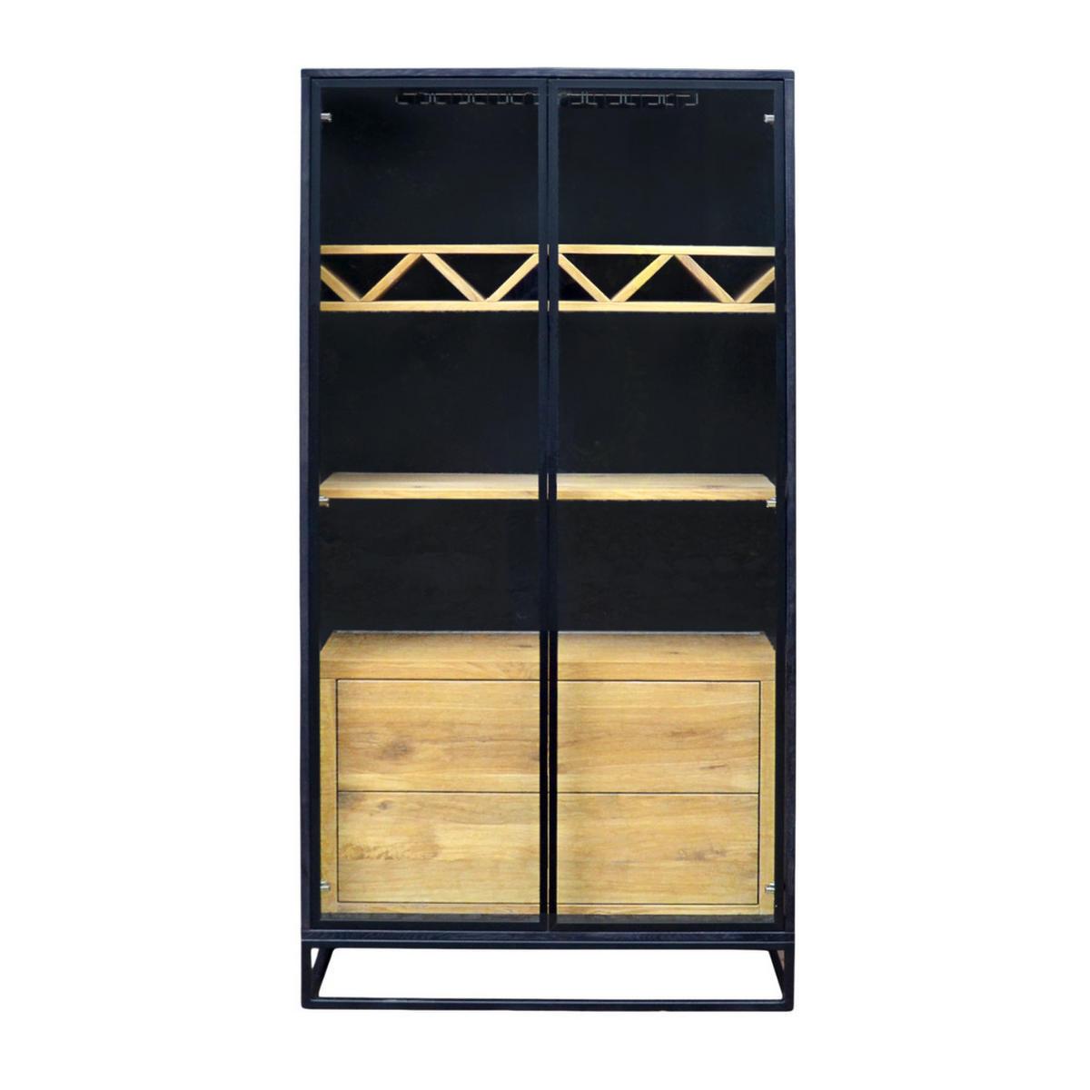 VITRINENSCHRANK aus Holz Bar Wein Schrank CARLA III - Eichefarben, Holz (100/200/45cm) - Rawood Furniture