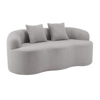 2-SITZER-SOFA aus Schaumstoff und Federkern Hellgrau mit Wellendesign und integrierten Kissen - Hellgrau, Kunststoff (170/70/89cm) - Modfu