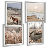 BILDER SET 4er Set - 50x50 cm & 40x60 cm Silberner Rahmen - Pferdelandschaft Seegraswald - Silberfarben, Kunststoff (50/50cm) - TULUP