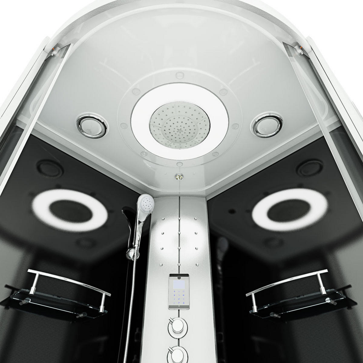 DAMPFDUSCHE Duschkabine D58-13T3-EC sw 90x90 - Schwarz, Glas/Kunststoff (90/90/215cm) - AcquaVapore by Sandra Jentho