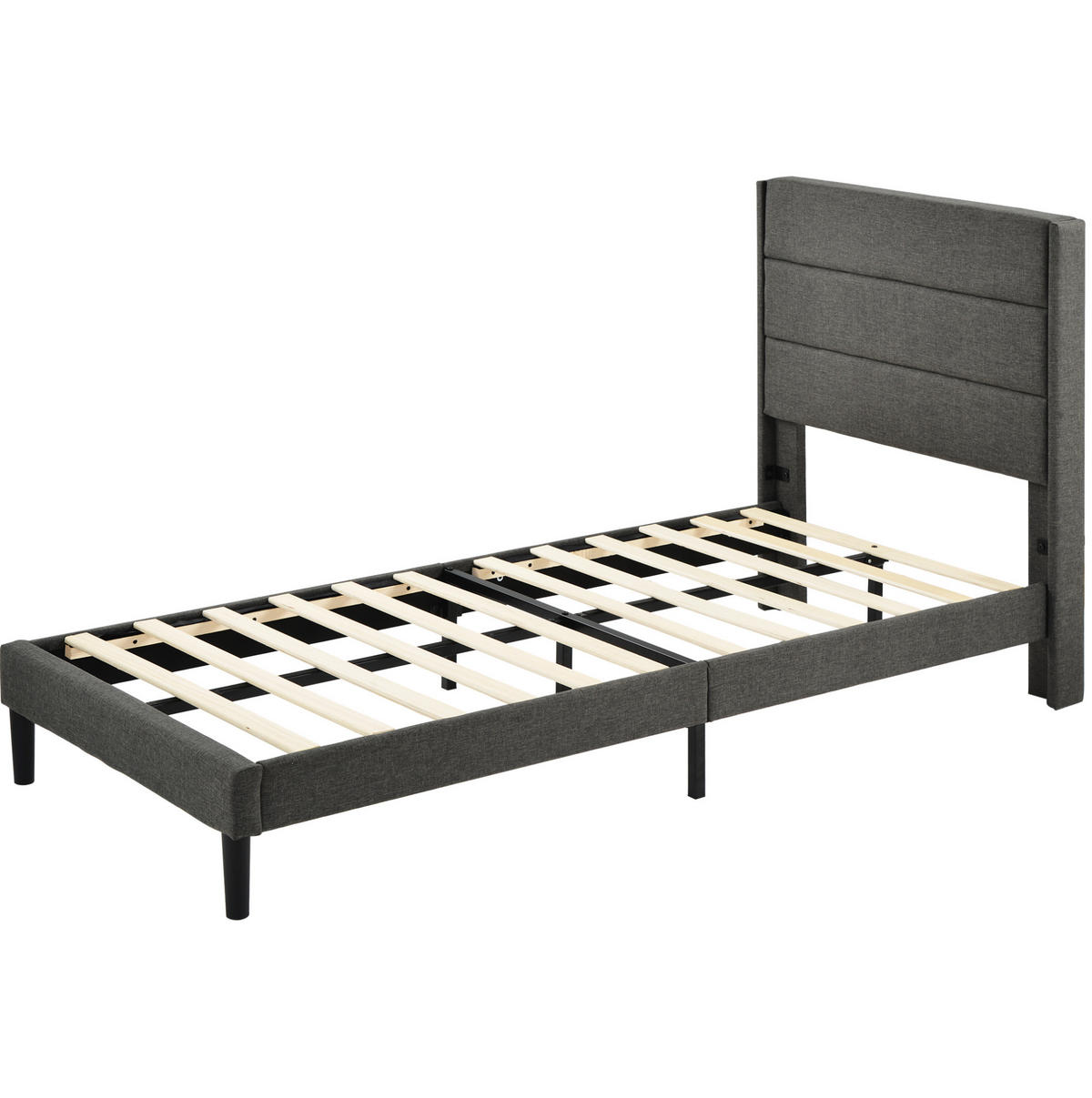 POLSTERBETT mit Matratze 90x200 cm Leinen Dunkelgrau - Dunkelgrau, Metall (90/200cm) - Meubliv