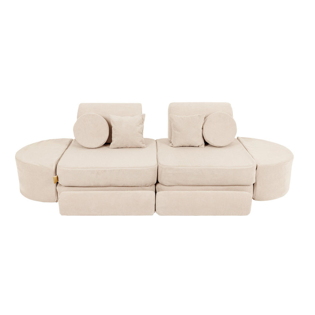 KINDERSOFA Pocket Max modular 12-tlg. aus Slimcord in Beige - Ecru, Textil (120/25/60cm) - MeowBaby