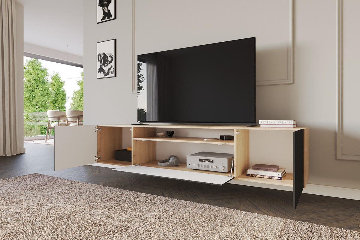 LOWBOARD KITO-W 200x40x41 cm - Artisan / Schwarz - Schwarz, Holzwerkstoff (200/40/41cm) - ALTDECOR