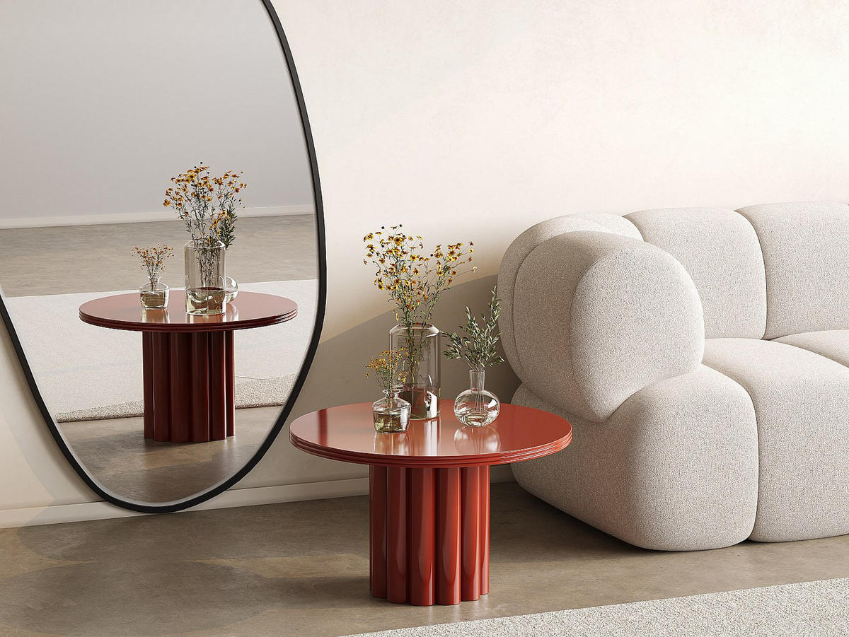 BEISTELLTISCH - Metall - Terracotta - SEMALIA - Braun, Metall (56.5/56.5/34cm) - Vente-Unique