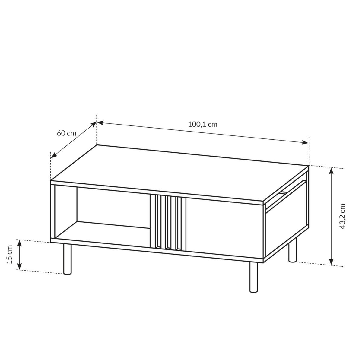 COUCHTISCH MANDAL STO1 MDF-Leiste Eiche - Eiche Wotan, Holzwerkstoff (100/60/43cm) - Komodee