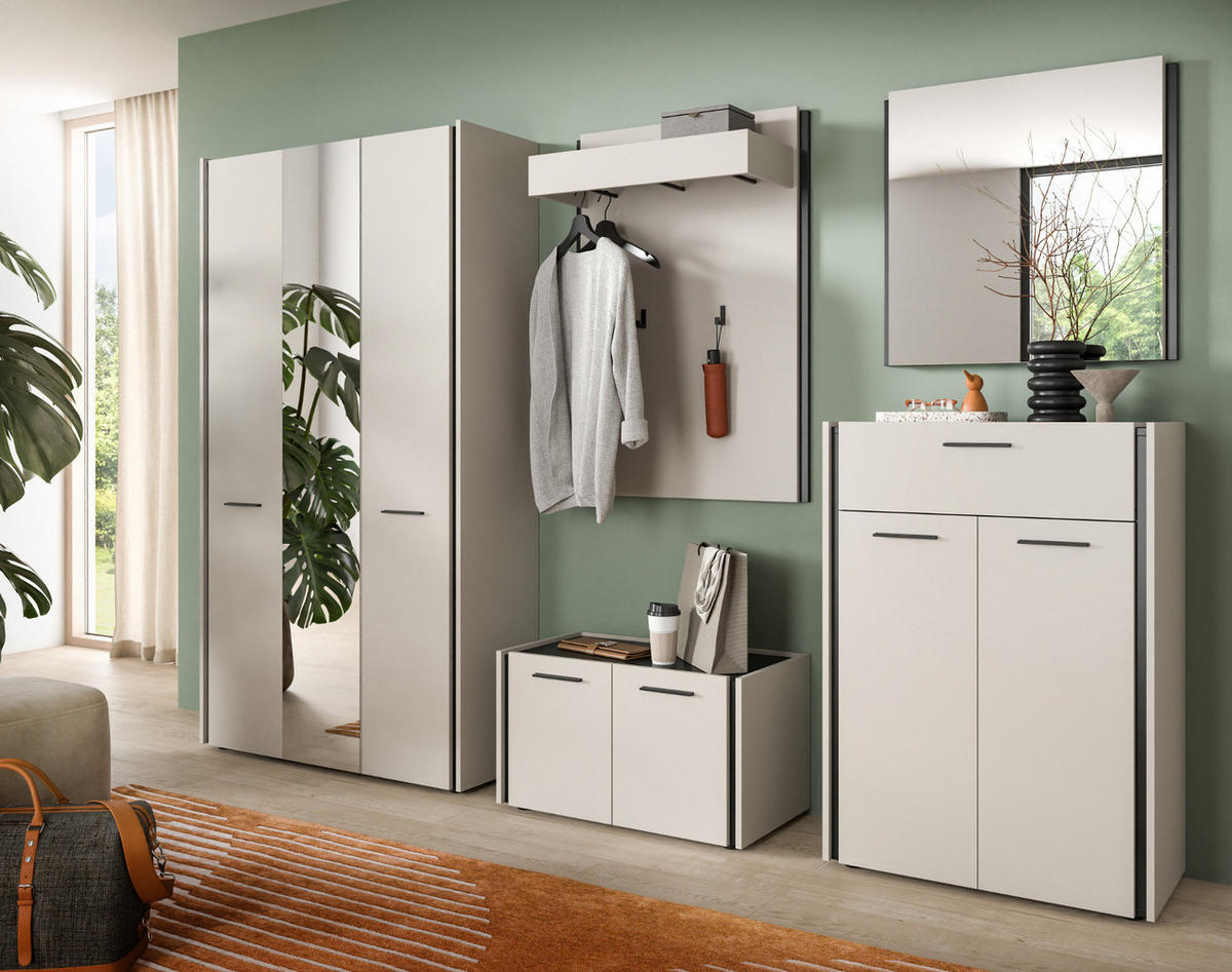GARDEROBEN-SET 3-teilig Kaschmir 111 x 190 cm, Garderobenkombination mit Soft-Close - Kaschmir/Schwarz, Holzwerkstoff/Kunststoff (111/190/37cm) - Inn.Furn