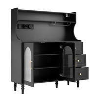 BUFFET in Schwarz mit Weinglashaltern und Stauraum für Esszimmer und Küche, B120/T40/H138.5 cm - Transparent/Schwarz, Glas/Holzwerkstoff (120/138.5/40cm) - STILVORA