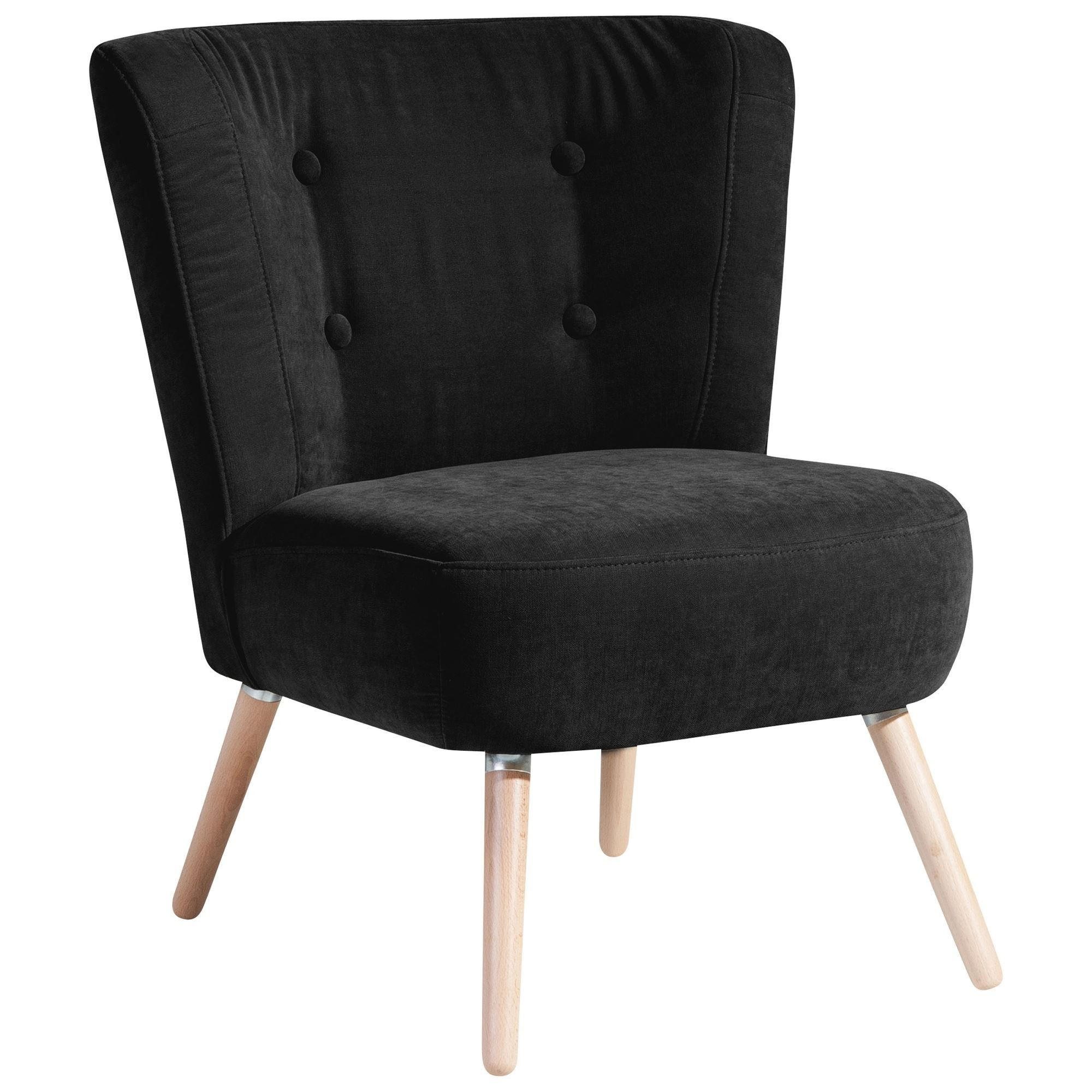 SESSEL Kassi Bezug Veloursstoff Buche natur / schwarz - Schwarz, Kunststoff (69/80/68cm) - 58aufmkessel