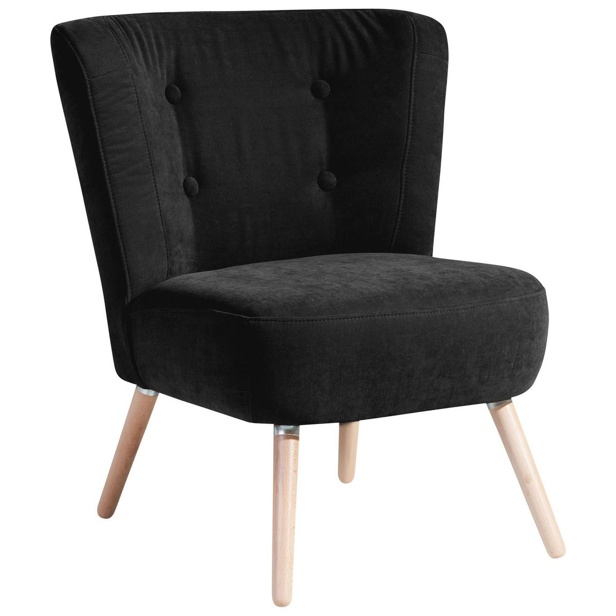 SESSEL Kassi Bezug Veloursstoff Buche natur / schwarz - Schwarz, Kunststoff (69/80/68cm) - 58aufmkessel