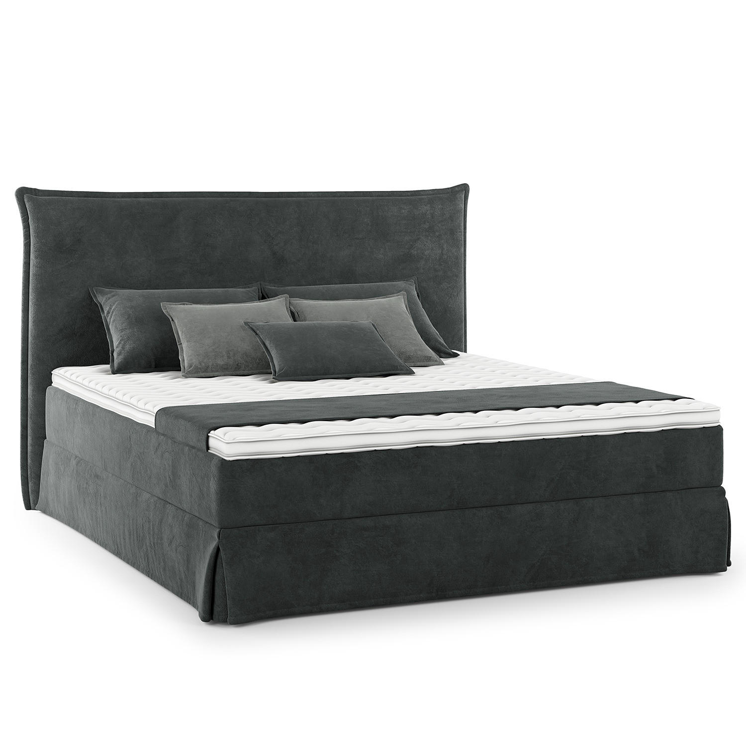 BOXSPRINGBETT mit Husse - Dunkelblau, Textil (180/200cm) - home24