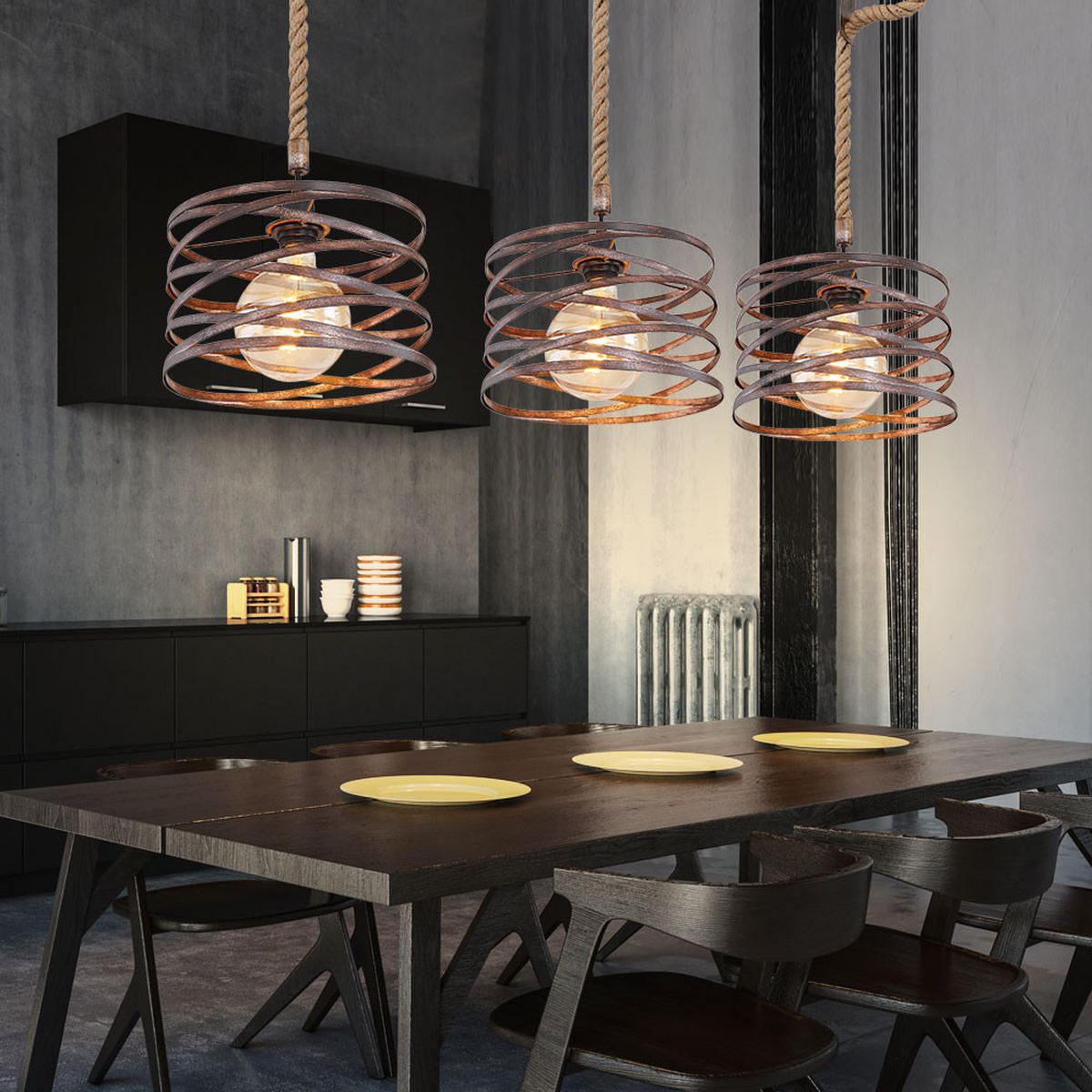 LED HÄNGELEUCHTE Metall Rostoptik Braun - Braun, Metall (115/28/120cm) - Globo Lighting