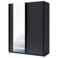 SCHWEBETÜRENSCHRANK Gozo Graphit / Spiegel 150 / 62 / 198cm - Graphitfarben/Schwarz, Glas/Holz (150/198/62cm) - Feldmann-Wohnen