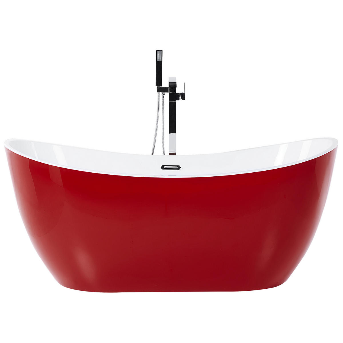 BADEWANNE FREISTEHEND 75x150x72 cm rot Antigua - Rot, Kunststoff (75/72/150cm) - Beliani