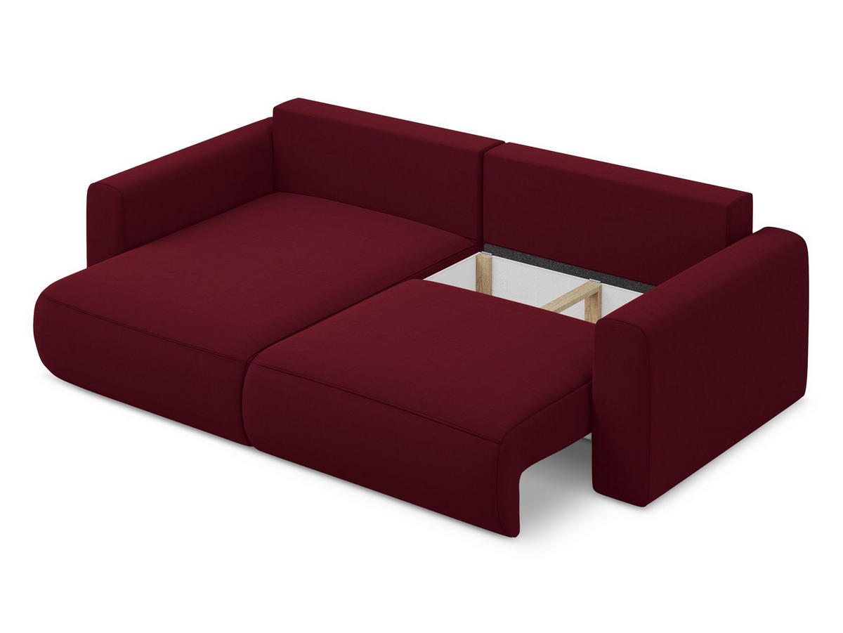 ECKSOFA mit Schlaffunktion Samt Stoff Rot - Bordeaux/Rot, Kunststoff/Textil (149/240cm) - Makamii